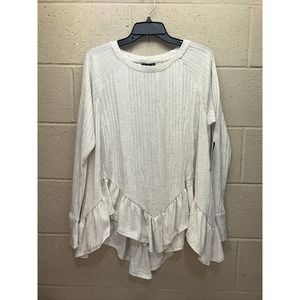 Wrangler Retro Top Women’s Size Large Ivory Ruffle Long Sleeve Sweater Western